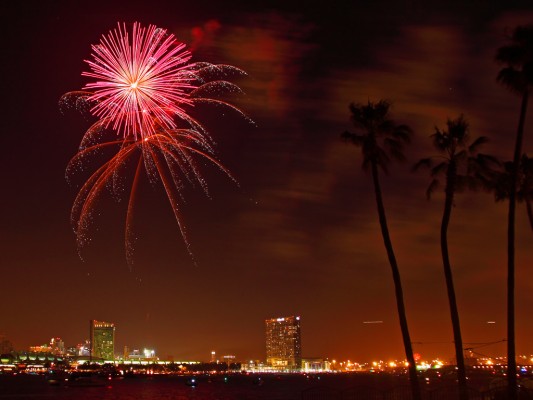 Cool Fireworks Over Water